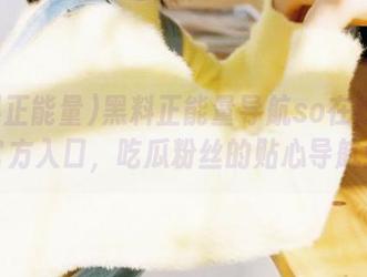 黑料正能量导航so在线网址官方入口，吃瓜粉丝的贴心导航！